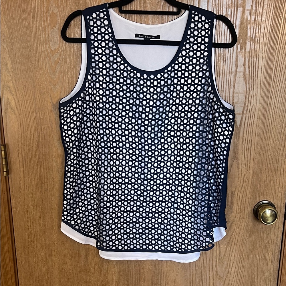 Navy and White Tank Top with Beautiful Detailing